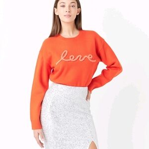 🔥Endless Rose Orange Love‎ Long Sleeve Cropped Crew Neck Sweater Women's …